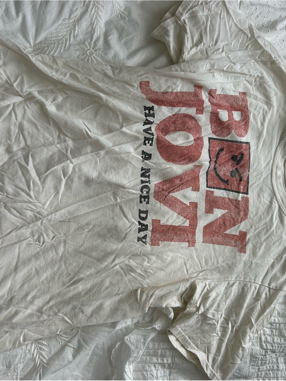 Have A Nice Day Graphic Tee - White with Red Print